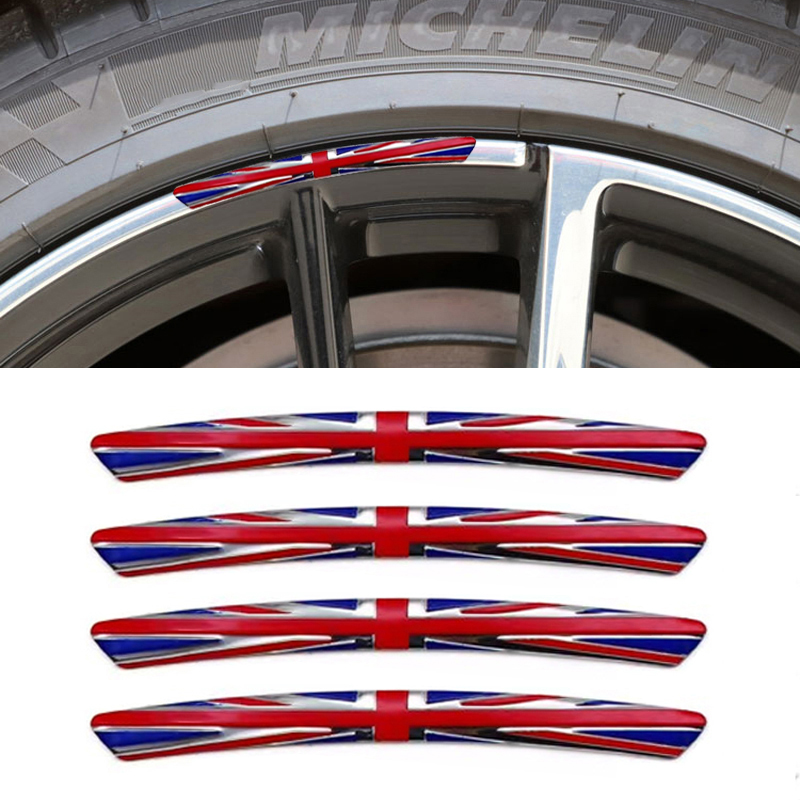 Car Accessories Uk - 4Pcs Car Aluminum Alloy Wheel Sticker