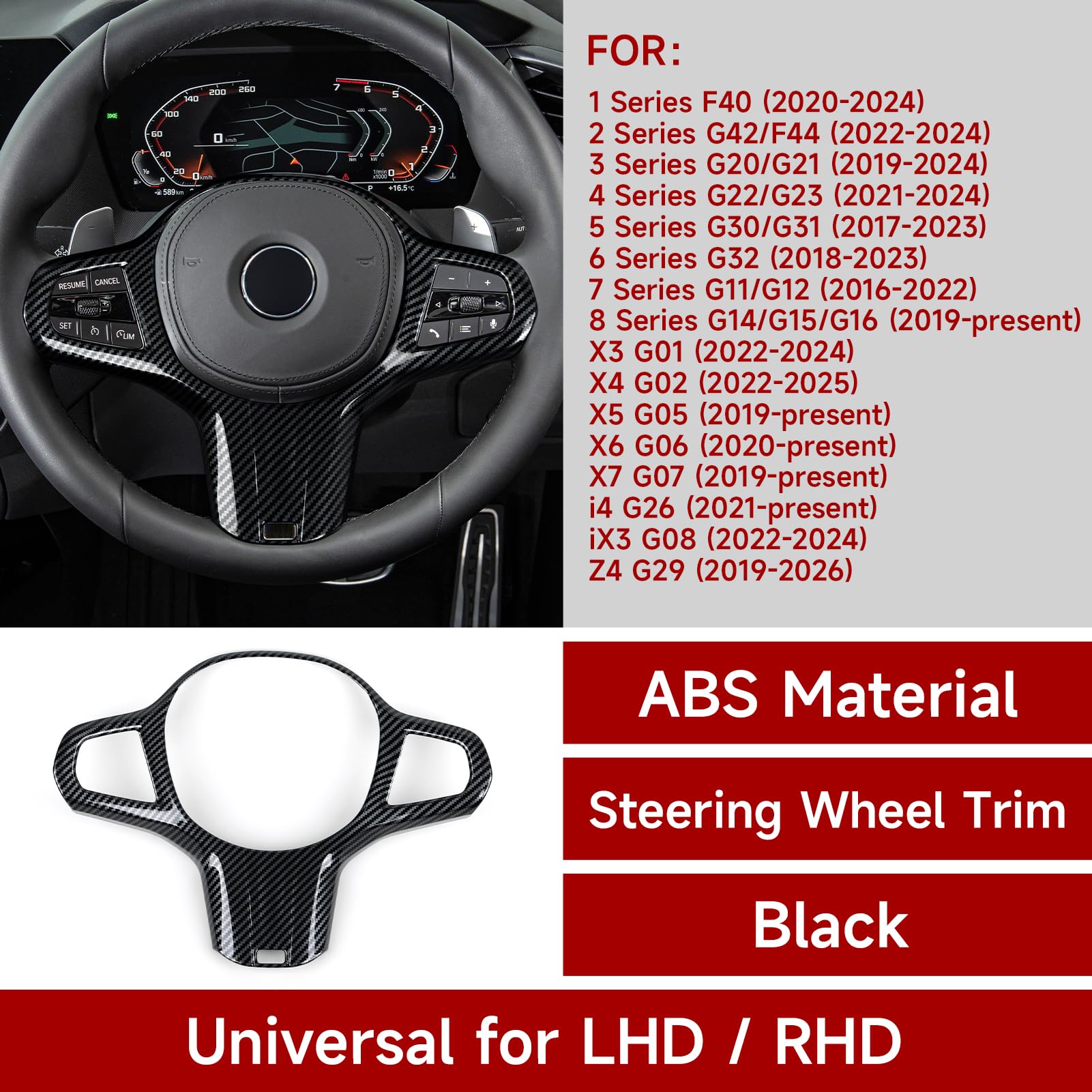 Carbon Fiber Style ABS Steerin - Steering Wheel Cover avaliação e preço