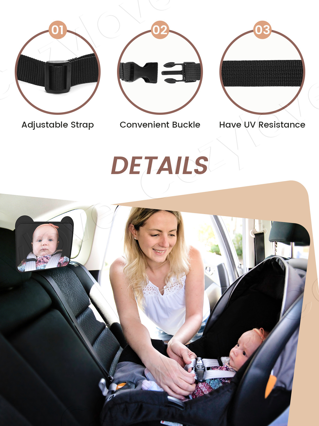Cute Bear Ear Baby Car Mirror  - Car Blind Spot Mirror avaliação e preço