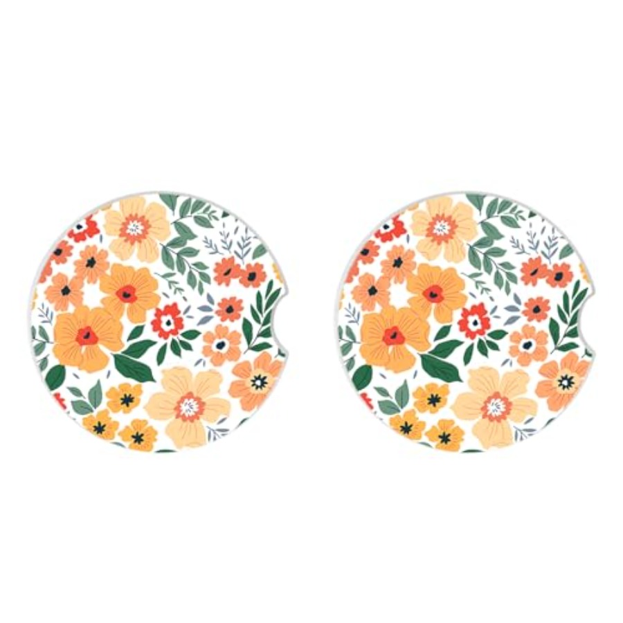 Flowers Absorbent Car Coasters - Car Accessories Cork avaliação e preço