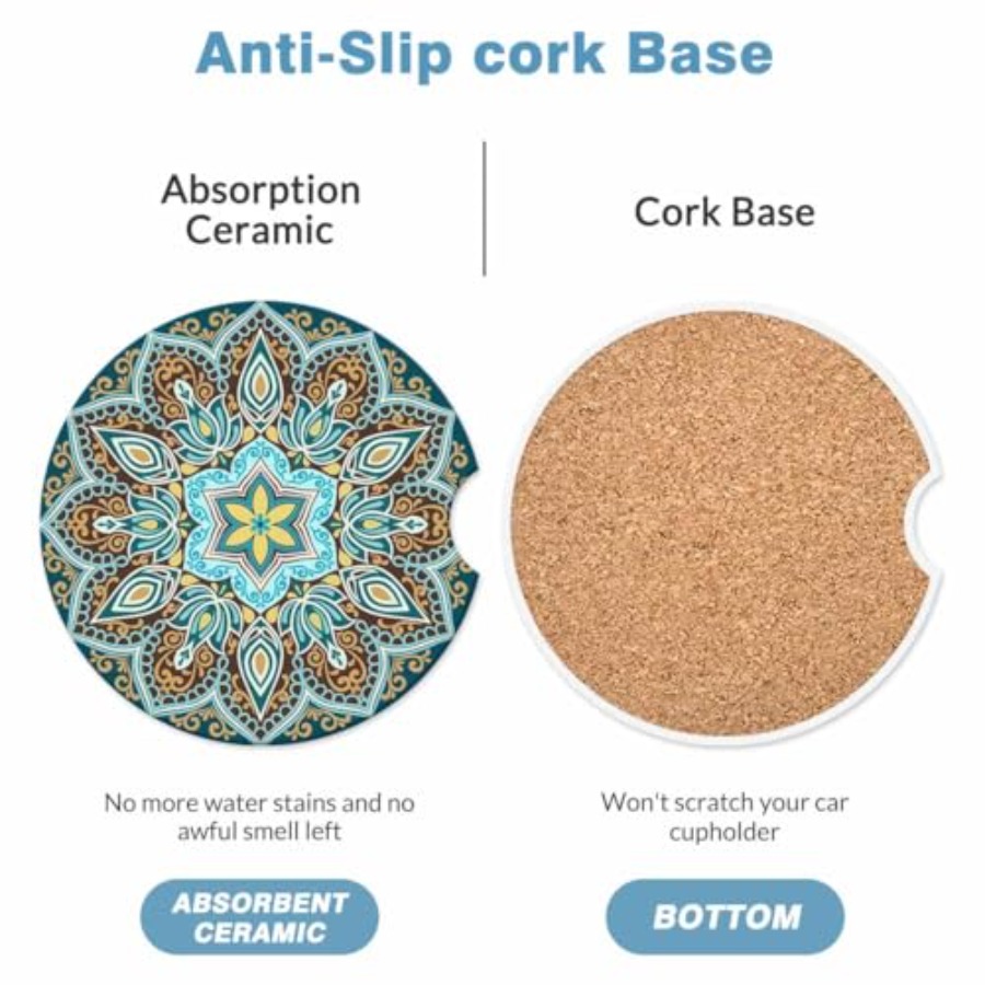 2 Pack Car Cup Holder Coaster  - Car Accessories Cork avaliação e preço