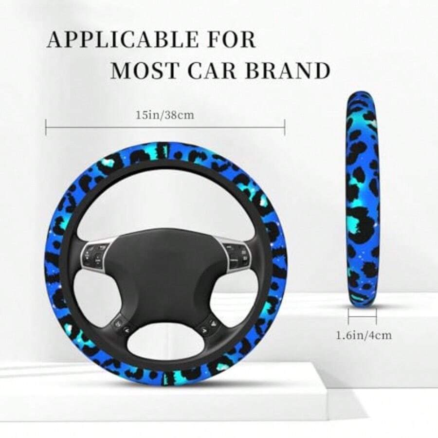 Blue Leopard Print Steering Wh - Steering Wheel Cover avaliação e preço