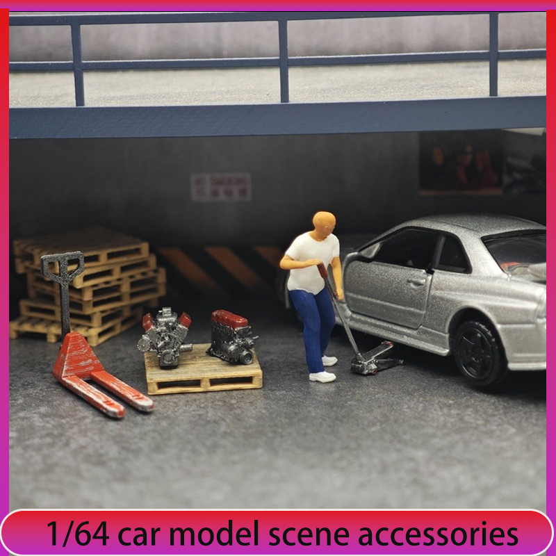1:64 Car Model Repair Shop Sce - Car Accessories For Decoration avaliação e preço