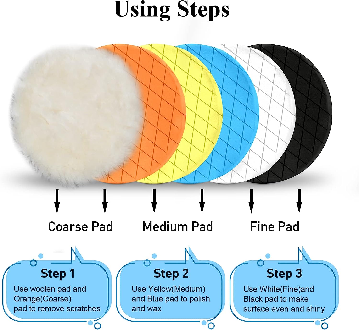 5 Pack 6 Inch Compound Buffing - Car Wax Polishing Pad avaliação e preço