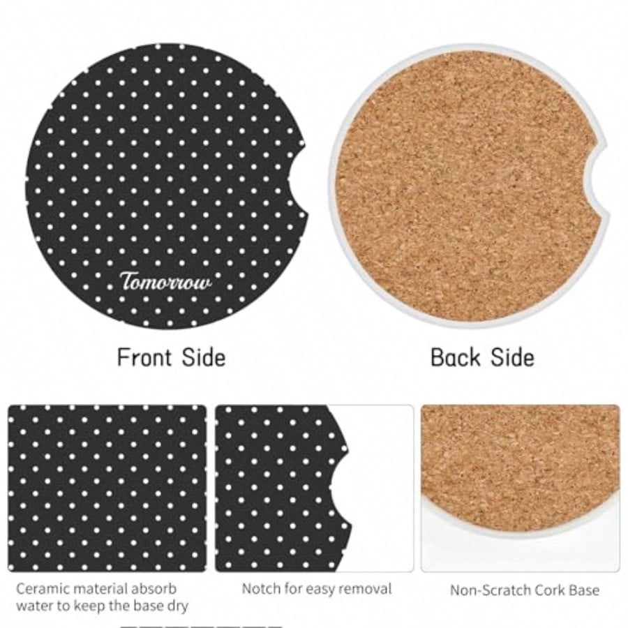 C Fasion Poa Dot Car Coasters  - Car Accessories Cork avaliação e preço