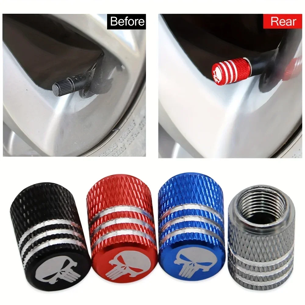 NEW 4pcs Skull Pattern Tire Va - Steering Wheel Cover avaliação e preço
