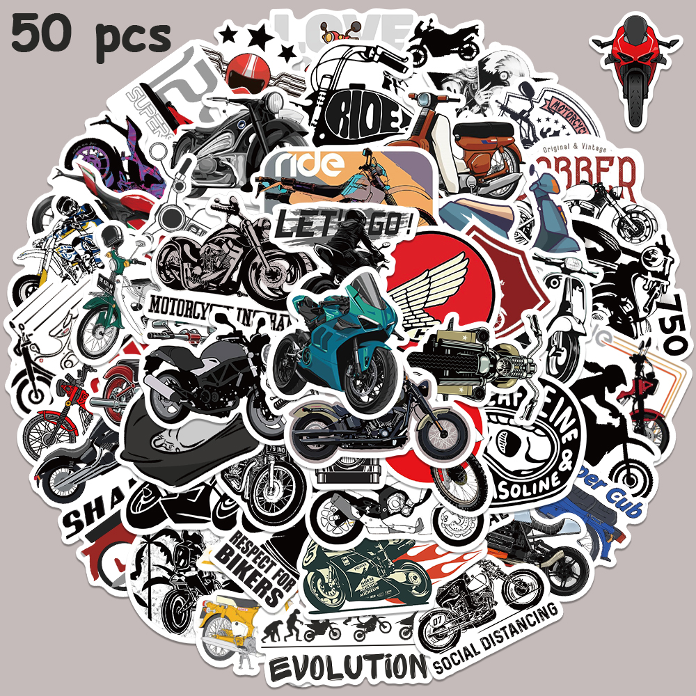 50pcs Retro Motorcycle Sticker - Car Accessories Quotes avaliação e preço