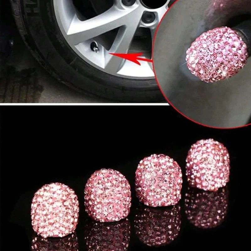 2/4PCS Diamond Car Tire Valve  - Steering Wheel Cover avaliação e preço