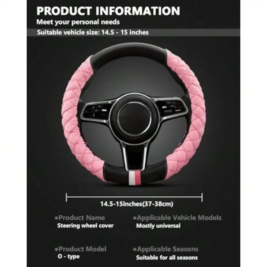 Plush Diamond-Patterned Steeri - Steering Wheel Cover avaliação e preço