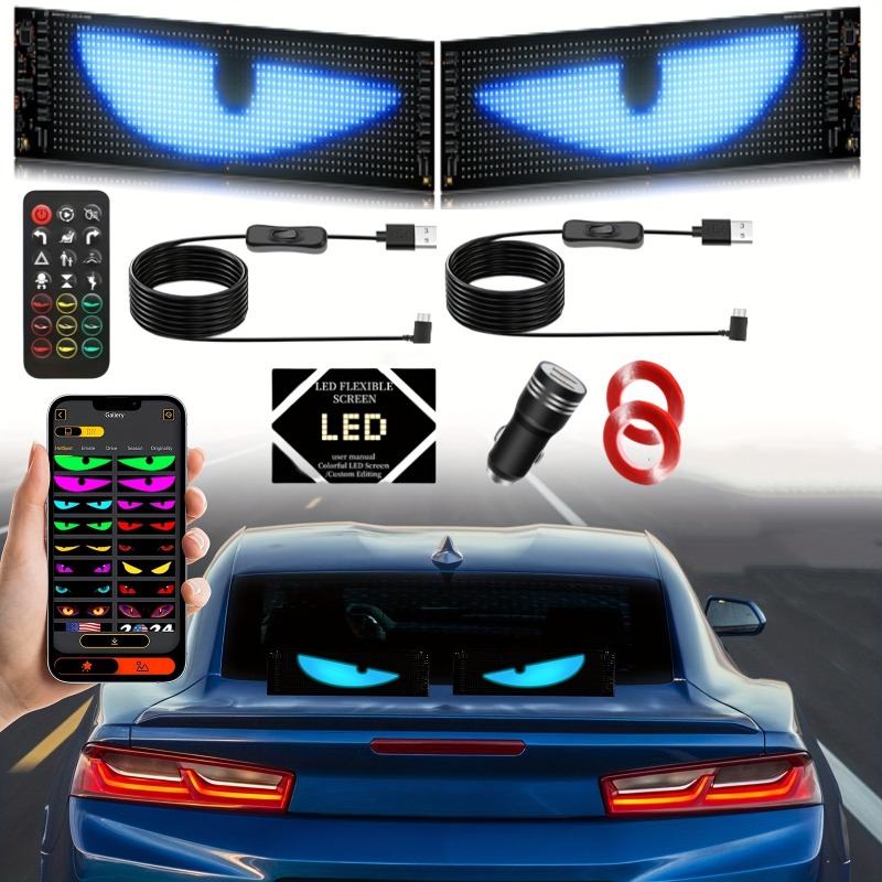 2pcs LED Matrix Panel Sign USB - Car Accessories For Decoration avaliação e preço