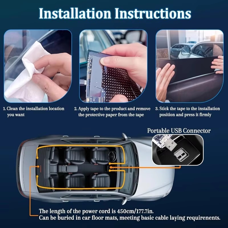 2pcs LED Matrix Panel Sign USB - Car Accessories For Decoration avaliação e preço